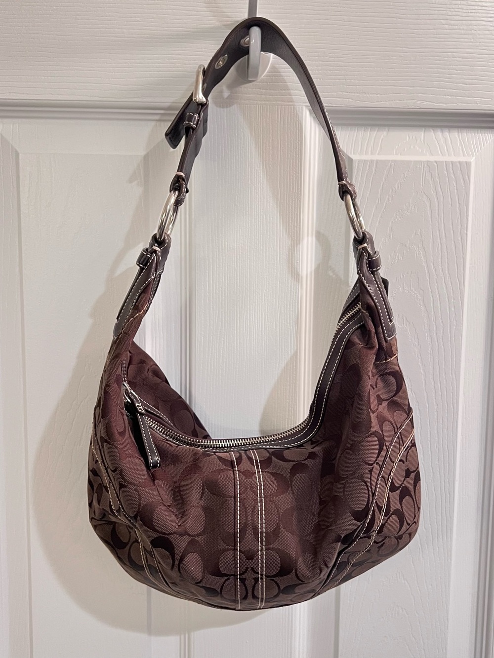 Coach Brown Signature Hobo Shoulder Bag
